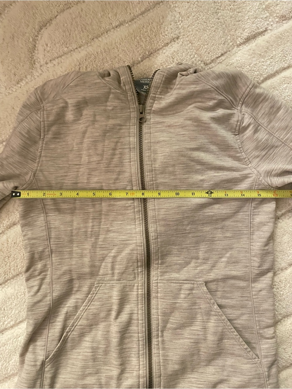ICEBREAKER MERINO Wool Cream Tan Heathered Cream Zip-Up Hoodie Long Sleeve Women - Picture 5 of 5